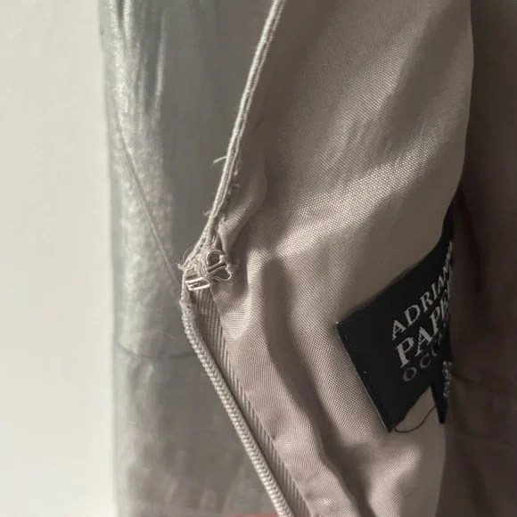 Adrianna Papell Silver Gray Tiered Layered Cocktail Sheath Dress Formal Maxi - Picture 7 of 10